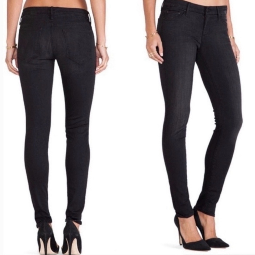 Mother The Looker Nine Lives Black Mid Rise Skinny Ankle Jeans 24 Grunge 2010s